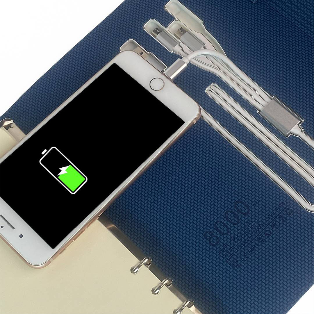 Sparq Smart – Wireless Charging Powerbank Ringbinder Notebook - Navy Blue