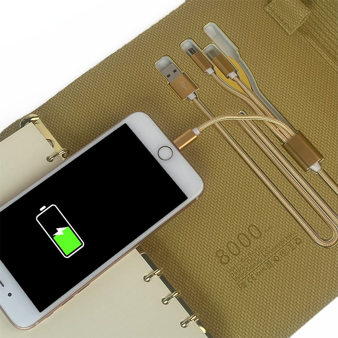 Sparq Smart – Wireless Charging Powerbank Ringbinder Notebook - Beige