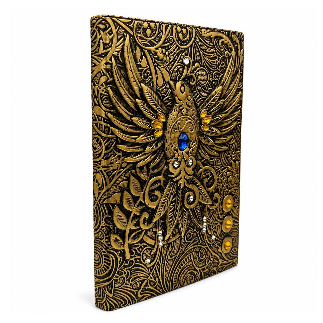 Eagle Bronze Celestial Phoenix 3D Embossed Vintage Leather Journal Notebook (Limited Edition)