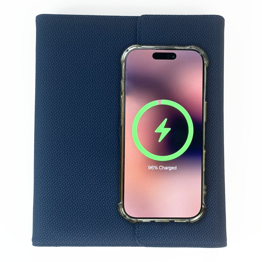 Sparq Smart – Wireless Charging Powerbank Ringbinder Notebook - Navy Blue