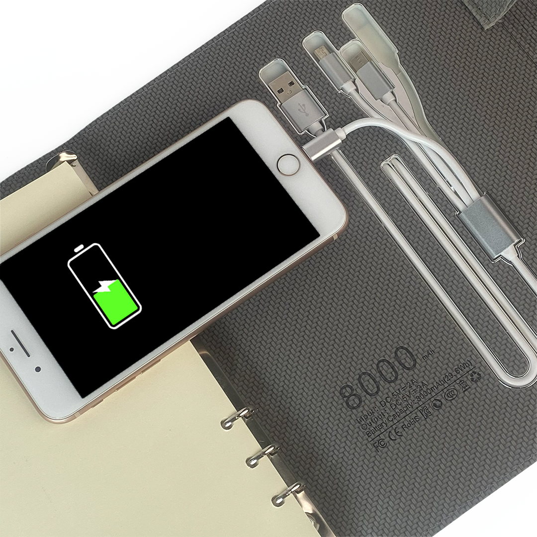 Sparq Smart – Wireless Charging Powerbank Ringbinder Notebook - Grey