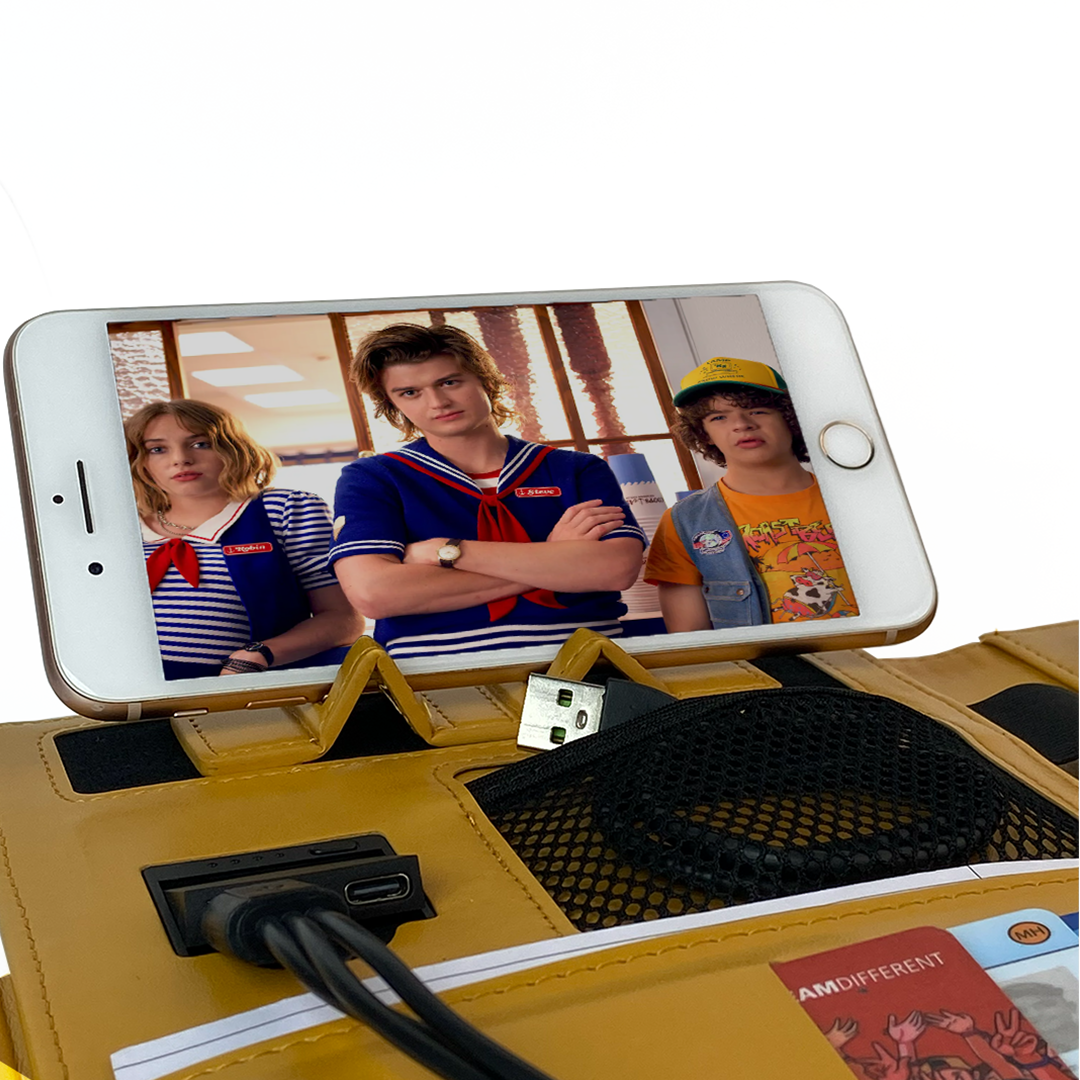 Next Gen - Smart Wireless Charging 8000 mAh Powerbank Notebook with 16 GB Pendrive - (Free Name Personalisation) - Mustard Yellow