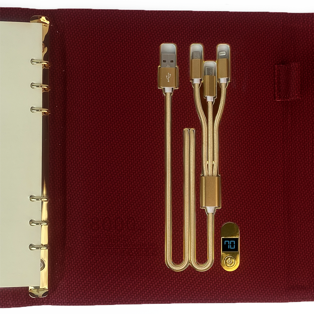 Sparq Smart – Wireless Charging Powerbank Ringbinder Notebook - Burgundy