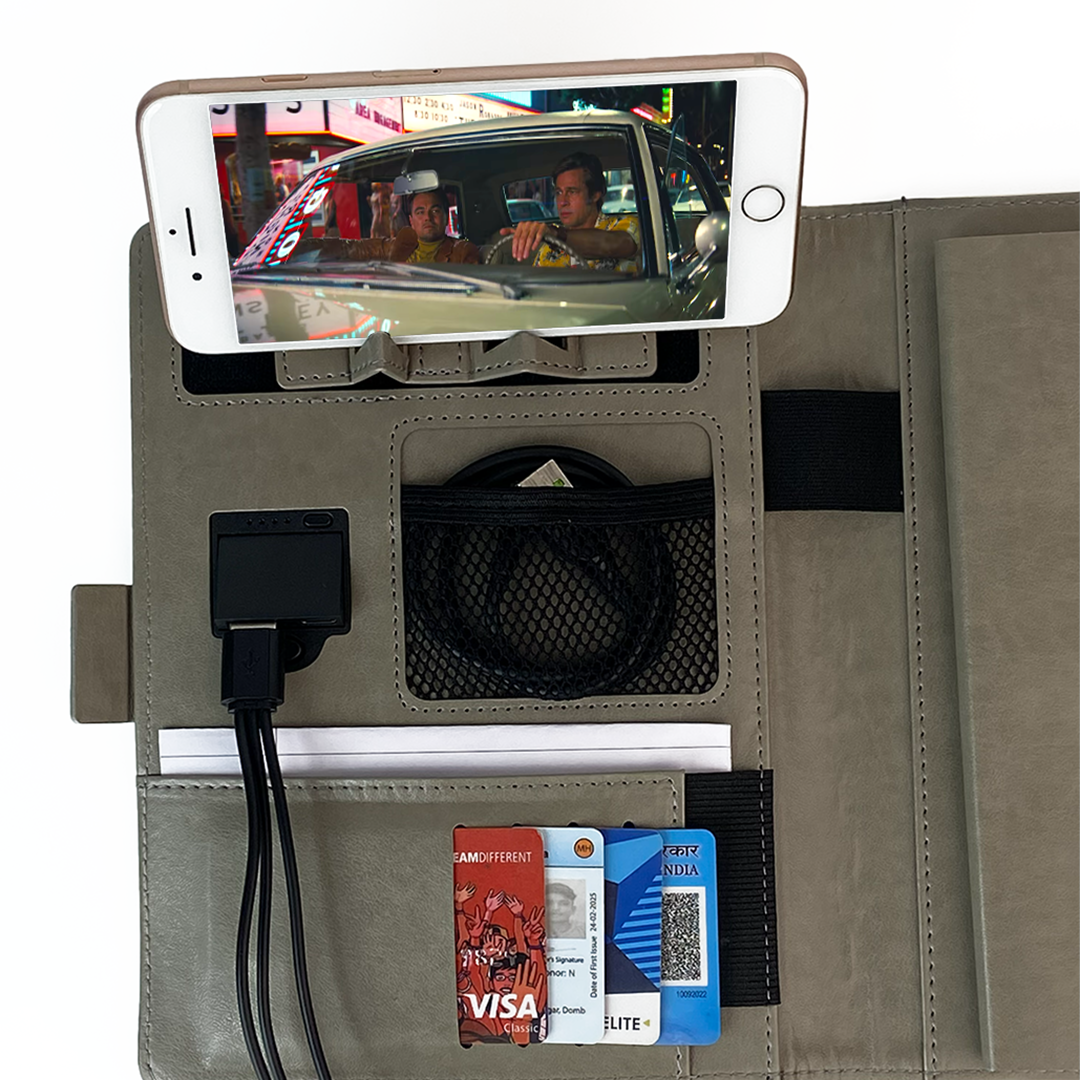 Next Gen - Smart Wireless Charging 8000 mAh Powerbank Notebook with 16 GB Pendrive - (Free Name Personalisation) - Grey