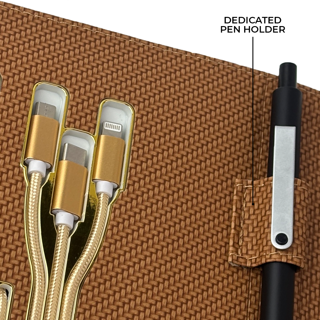 Sparq Smart Wireless Charging 8000 mAh Powerbank Notebook (Free Name Personalisation) - Tan