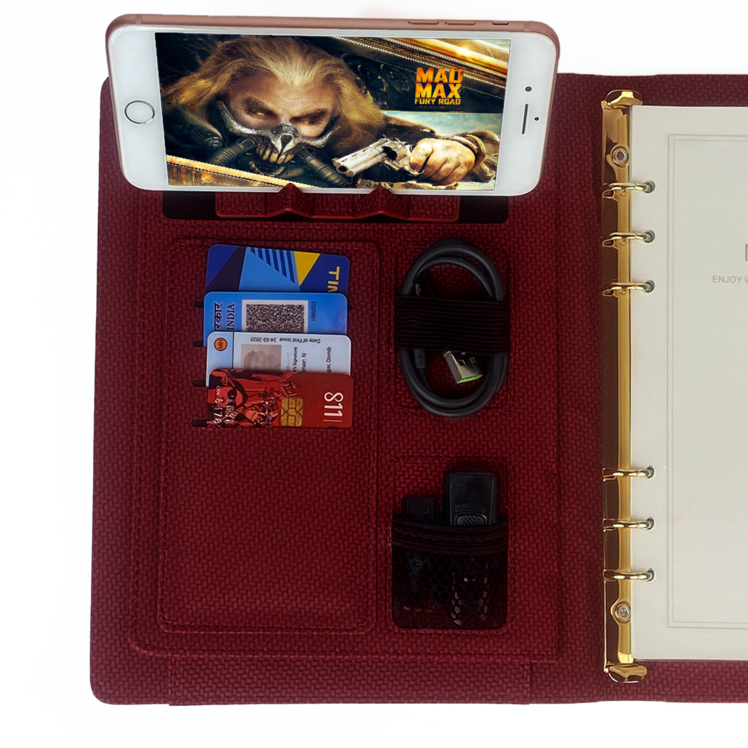 Sparq Smart – Wireless Charging Powerbank Ringbinder Notebook - Burgundy