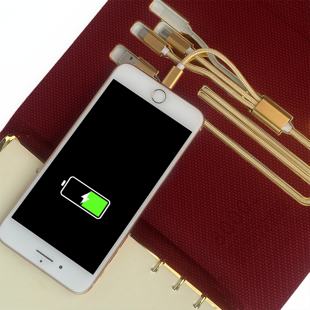 Sparq Smart – Wireless Charging Powerbank Ringbinder Notebook - Burgundy