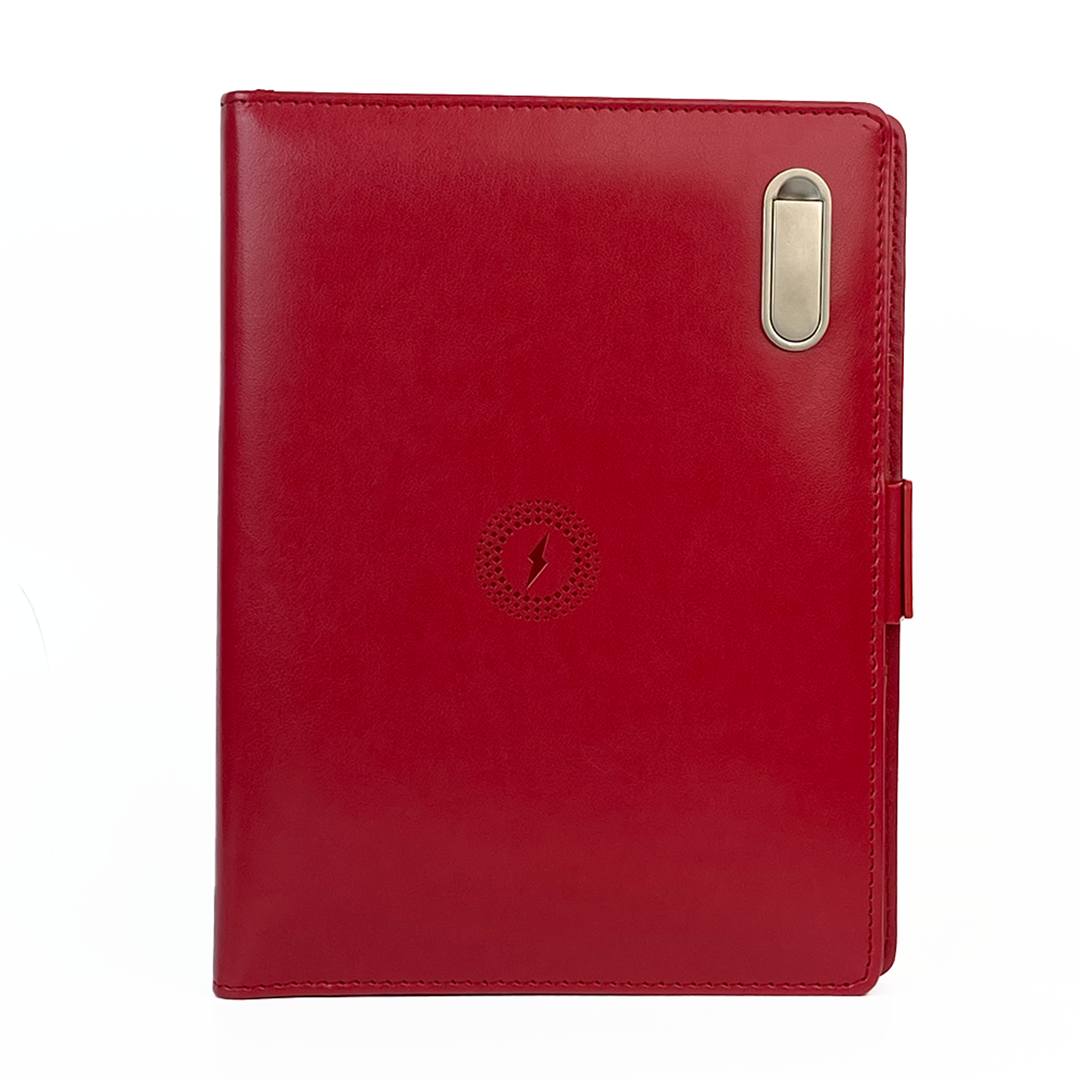 Next Gen - Smart Wireless Charging 8000 mAh Powerbank Notebook with 16 GB Pendrive - (Free Name Personalisation) - Red