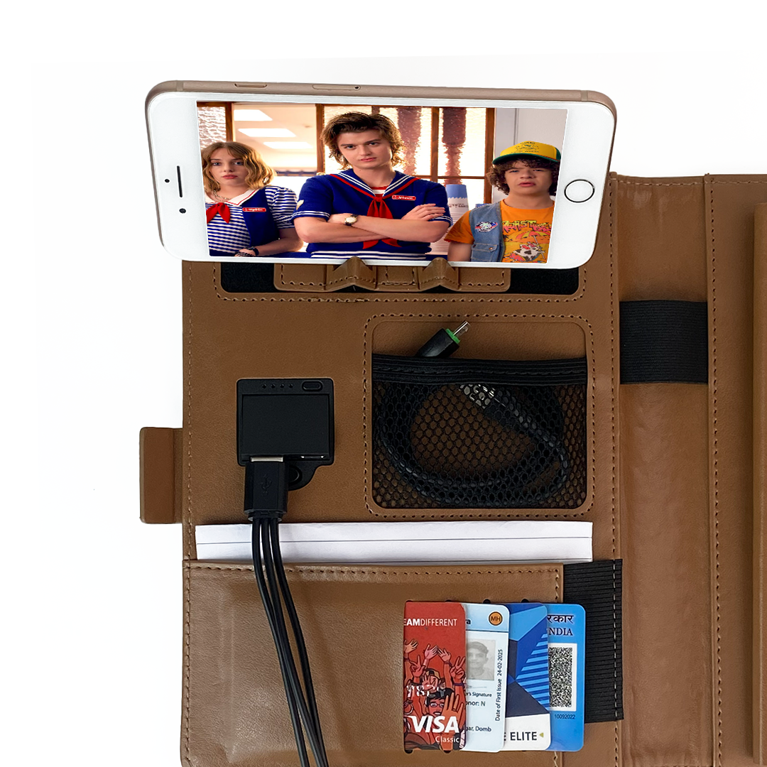 Next Gen - Smart Wireless Charging 8000 mAh Powerbank Notebook with 16 GB Pendrive - (Free Name Personalisation) - Tan