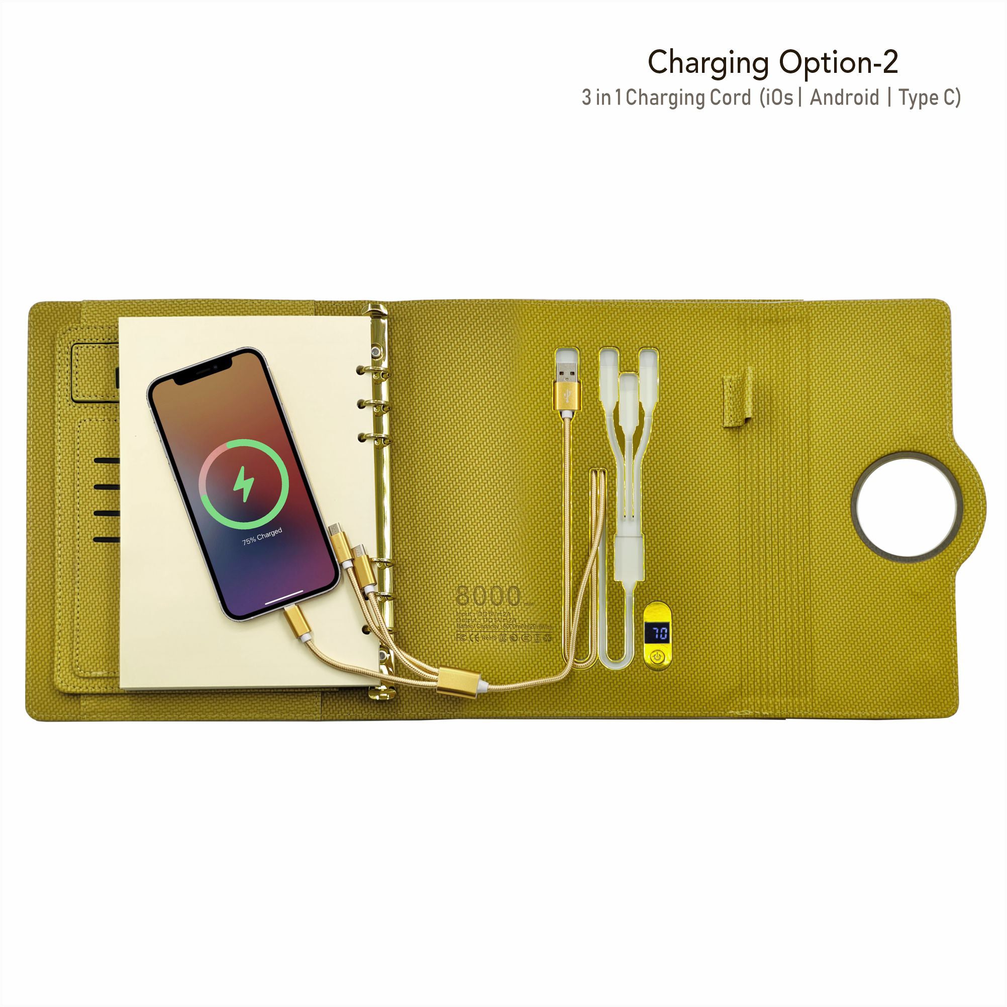 Sparq Smart Wireless Charging 8000 mAh Powerbank Notebook (Free Name Personalisation) - Beige