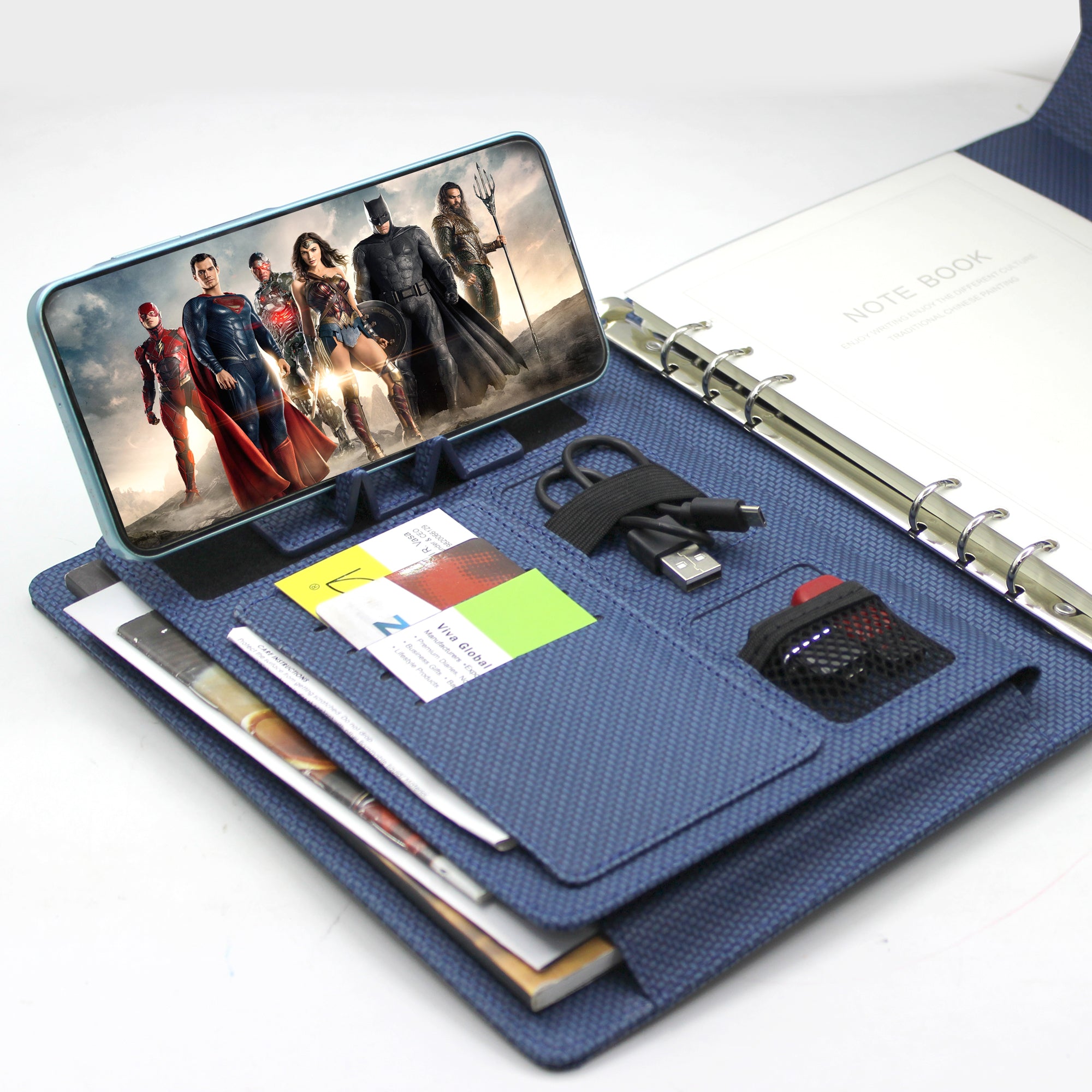 Sparq Smart Wireless Charging 8000 mAh Powerbank Notebook (Free Name Personalisation) - Navy Blue