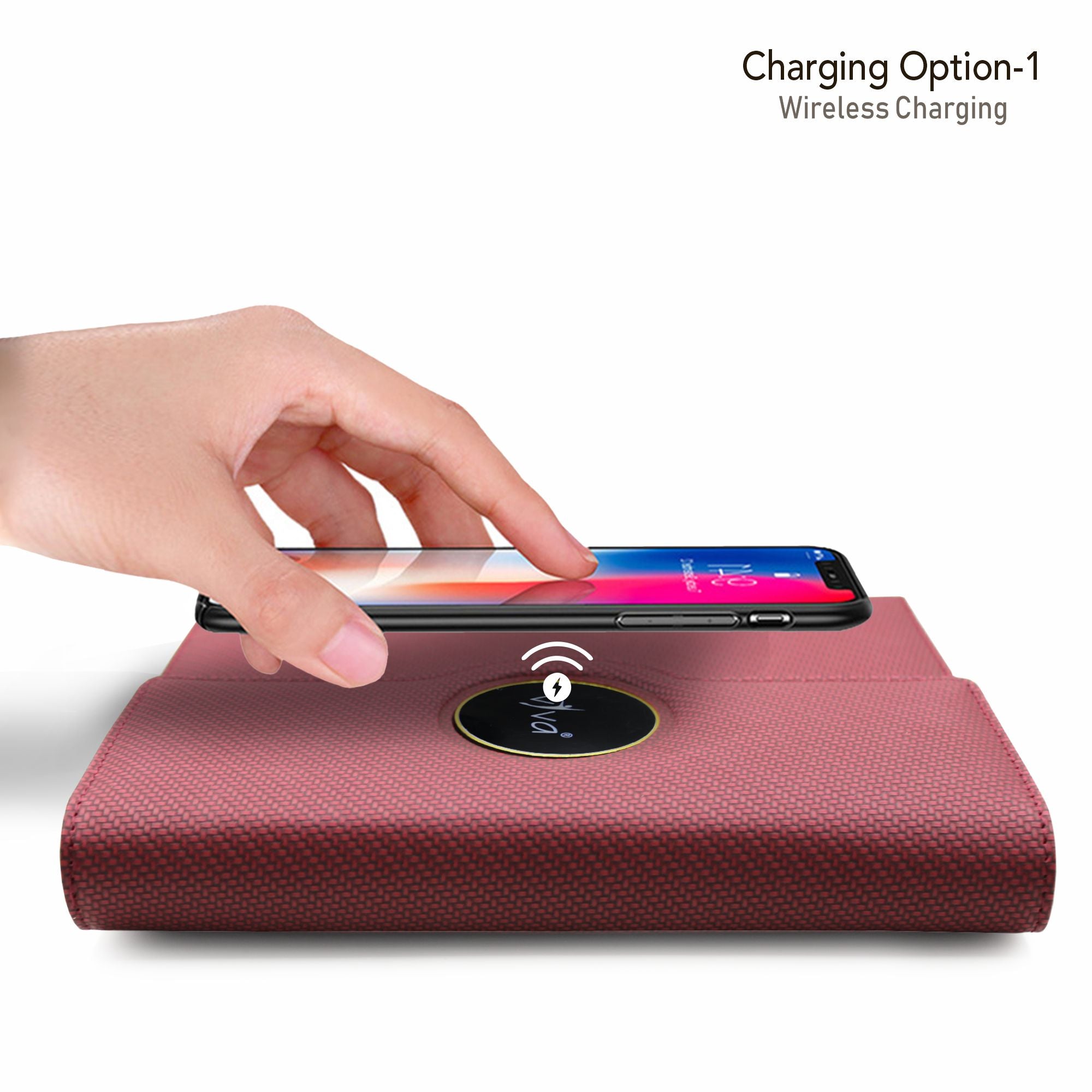 Sparq Smart Wireless Charging 8000 mAh Powerbank Notebook (Free Name Personalisation) - Burgundy