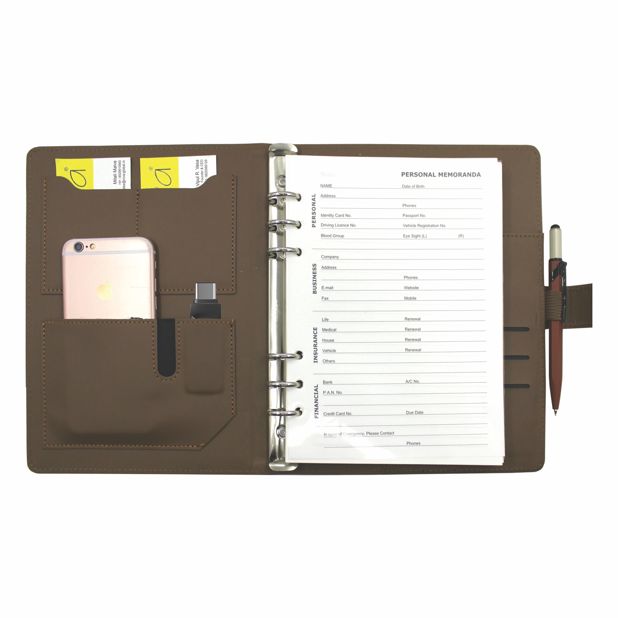 Personalised Mobinox Smart Organizer Ringbinder Notebook with Mobile Stand - No Cash on Delivery