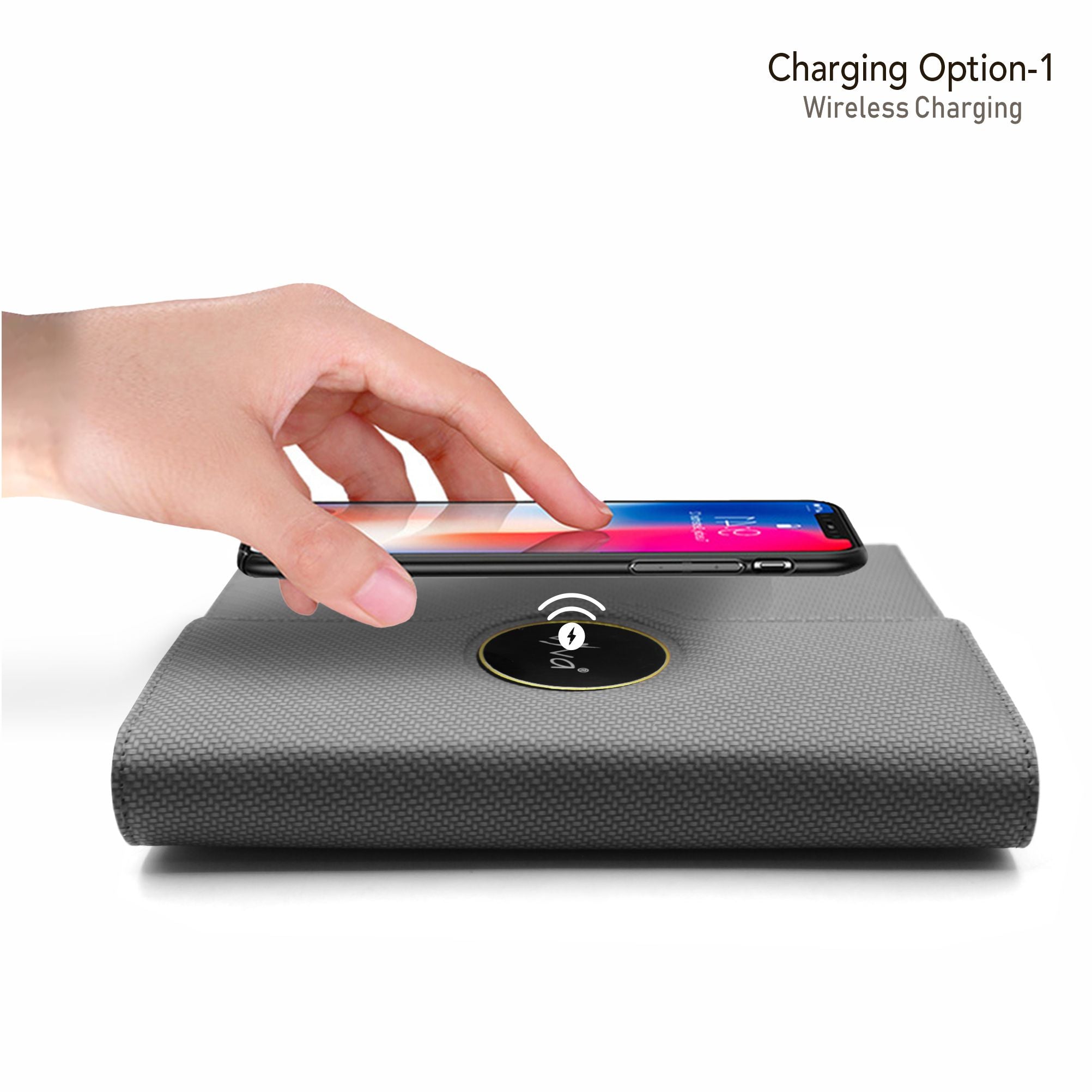 Sparq Smart Wireless Charging 8000 mAh Powerbank Notebook (Free Name Personalisation) - Grey