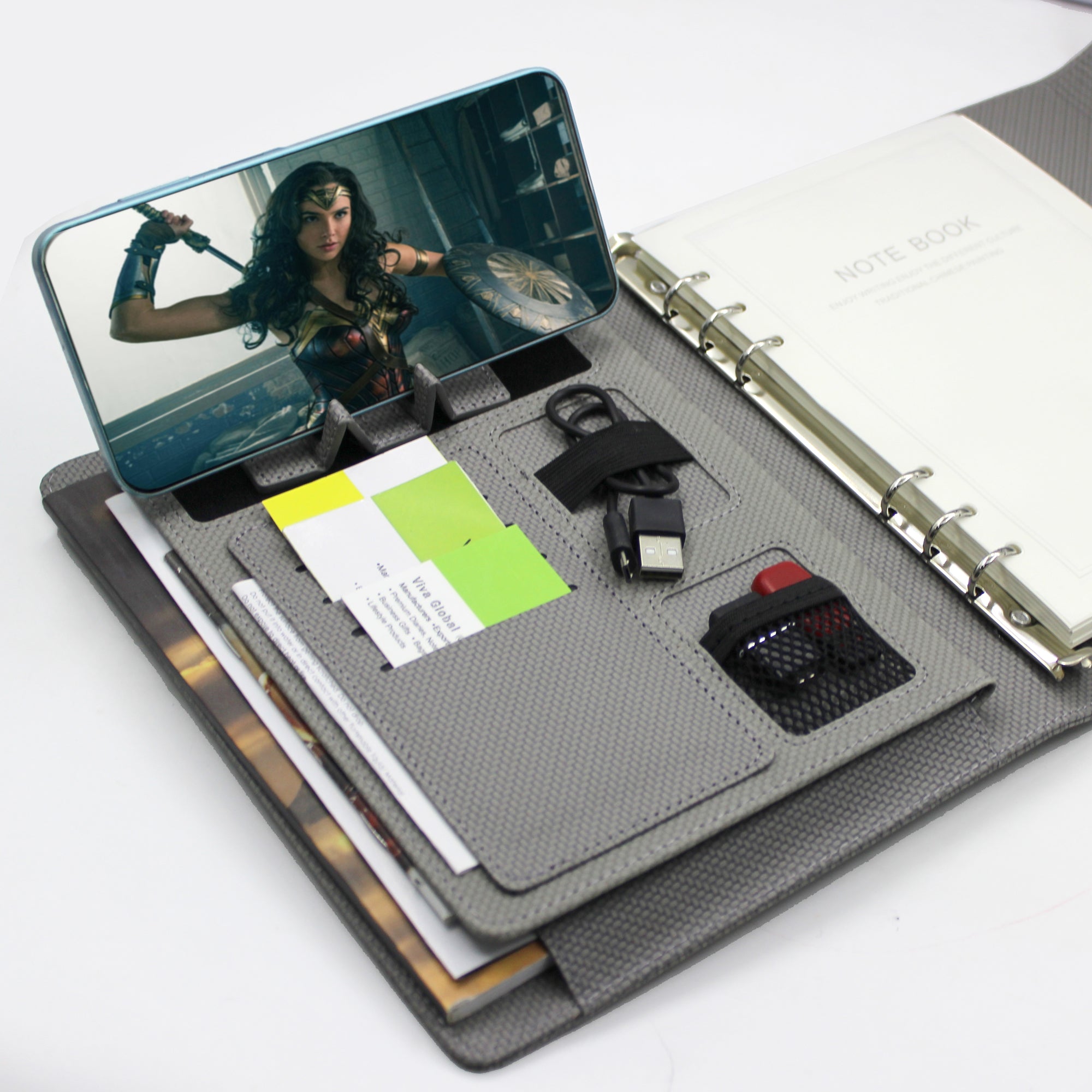 Sparq Smart Wireless Charging 8000 mAh Powerbank Notebook (Free Name Personalisation) - Grey