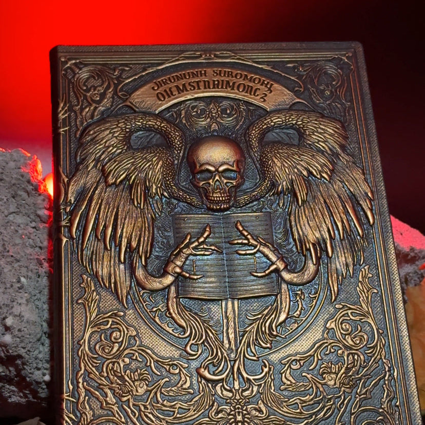 Eternal Requiem – Deathnote Guardian Skull 3D Embossed Vintage Leather Journal Notebook with Golden Diamond Ball Pen (Limited Edition)