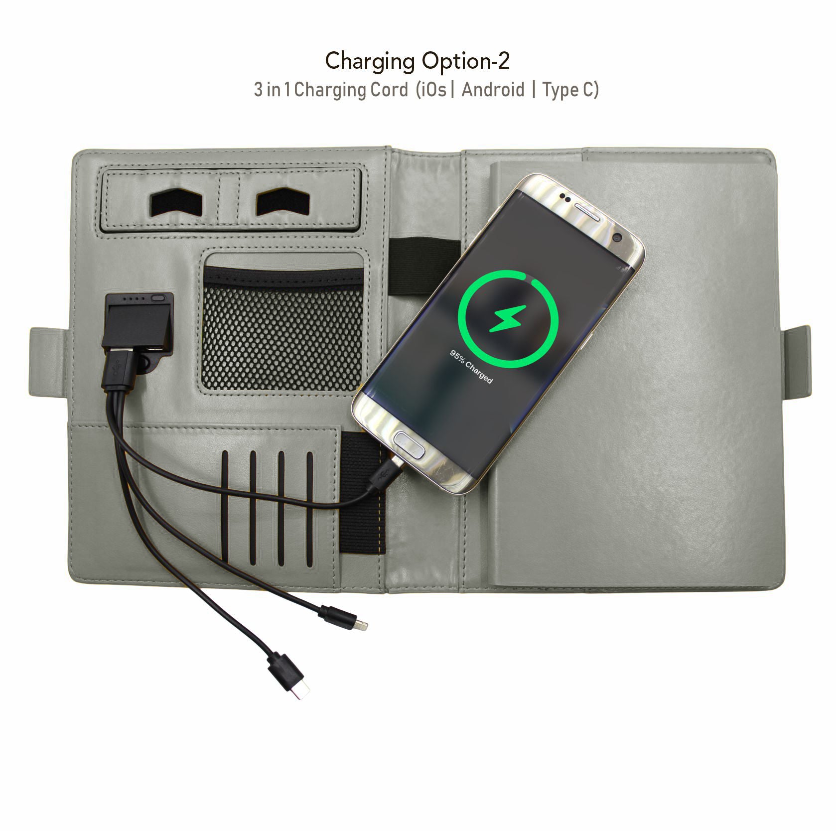 Next Gen - Smart Wireless Charging 8000 mAh Powerbank Notebook with 16 GB Pendrive - (Free Name Personalisation) - Grey