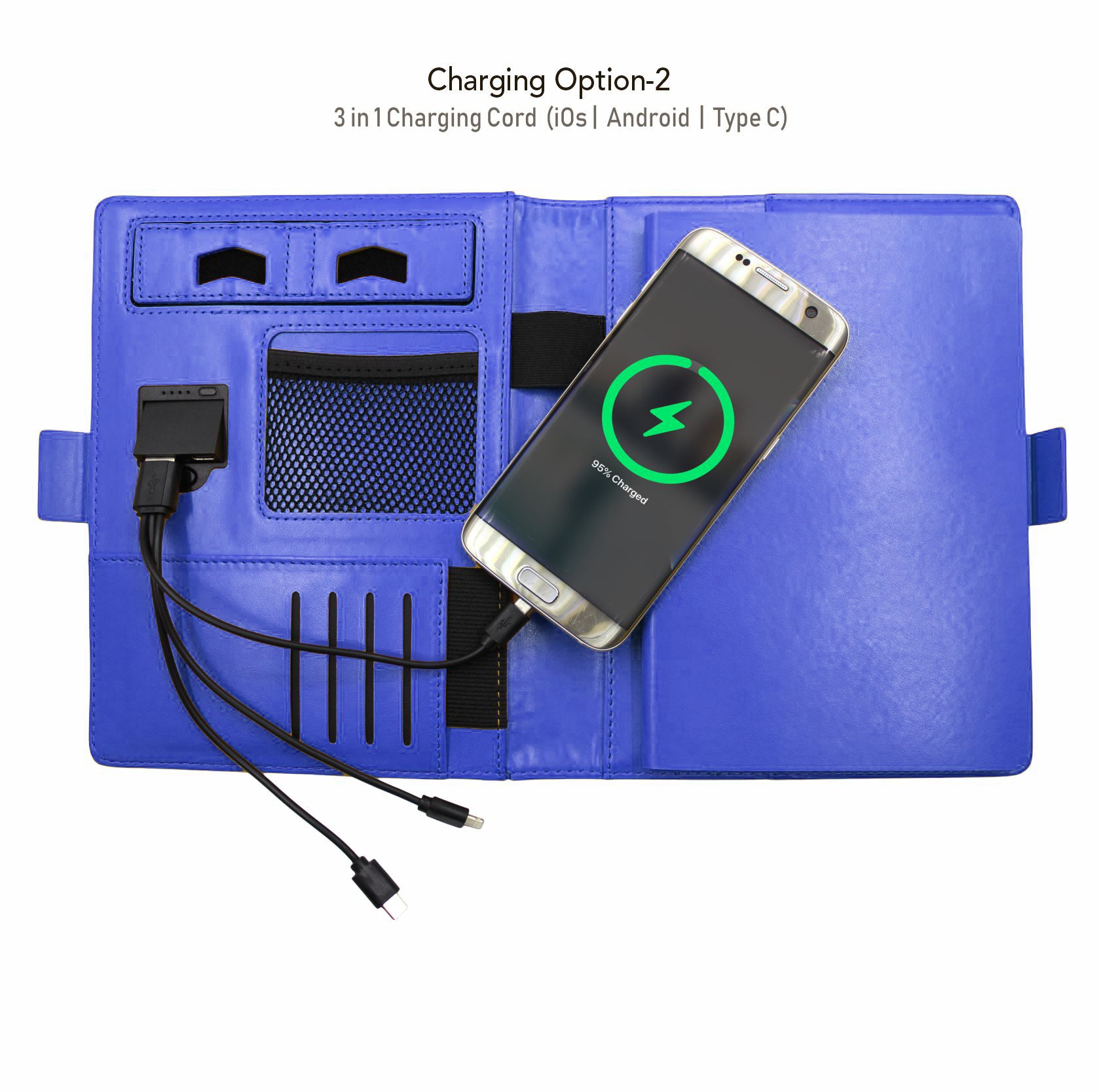 Next Gen - Smart Wireless Charging 8000 mAh Powerbank Notebook with 16 GB Pendrive - (Free Name Personalisation) - Blue