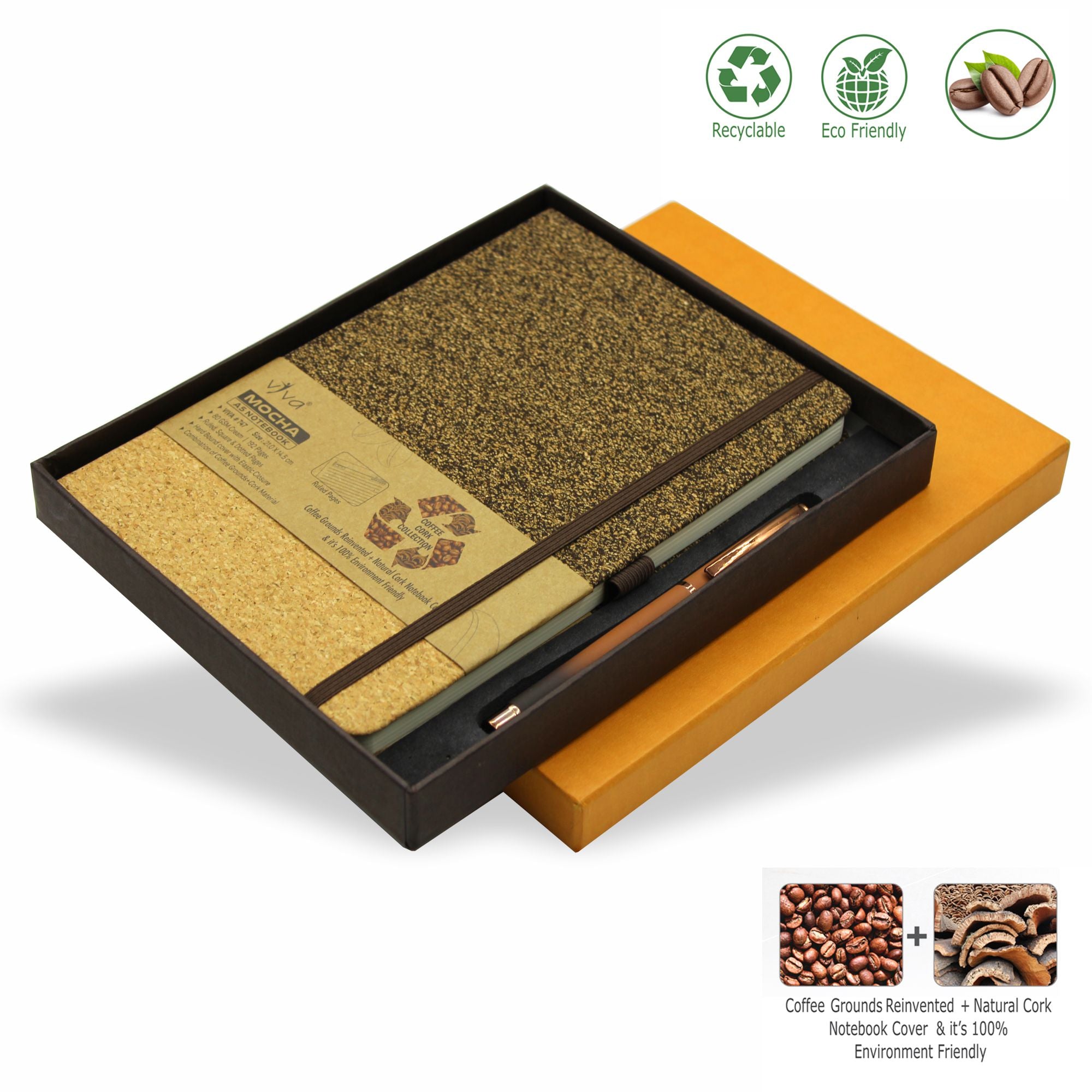 Mocha Coffee Notebook & Espresso Coffee Pen (Gift Set)