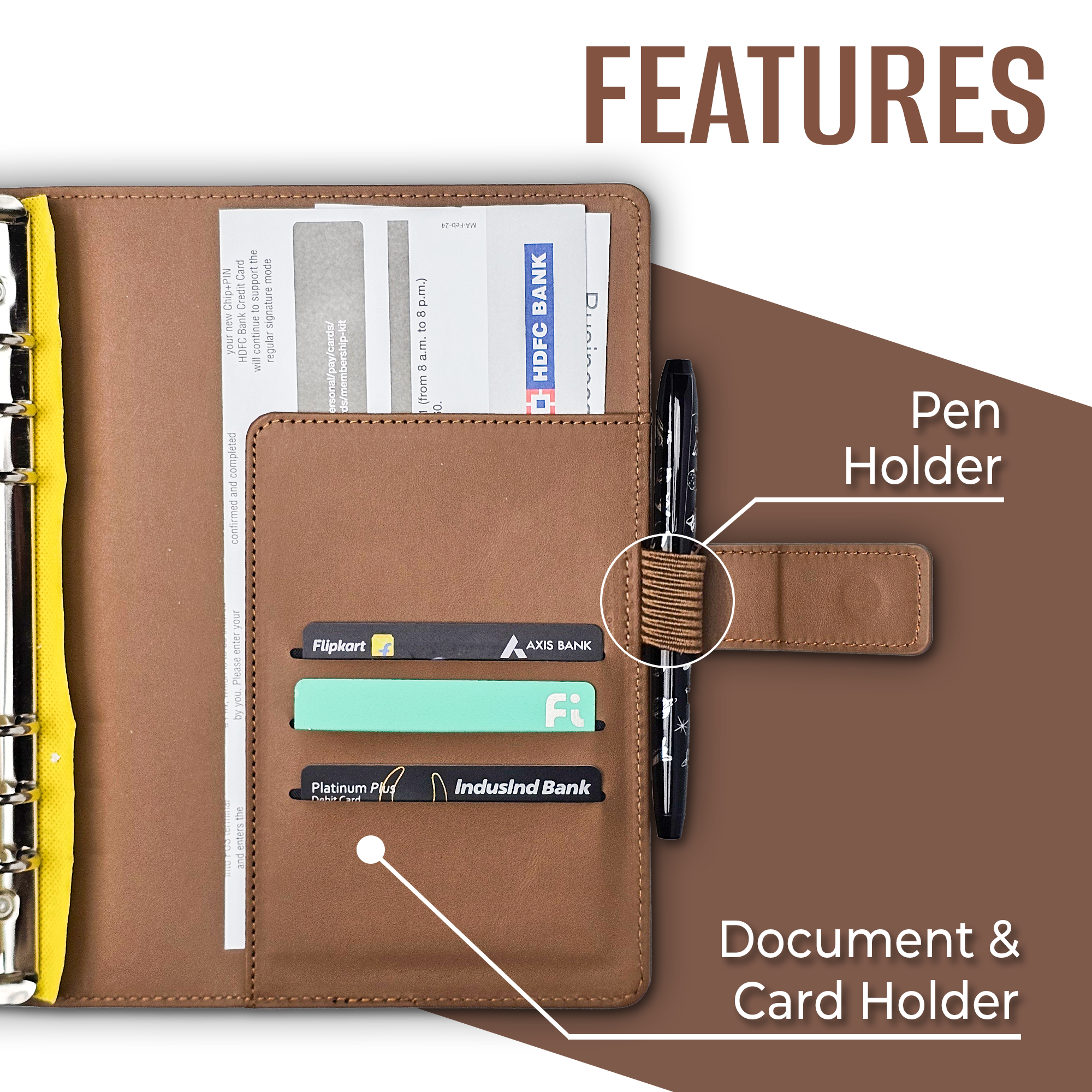 Personalised Mobinox Smart Organizer Ringbinder Notebook with Mobile Stand - No Cash on Delivery