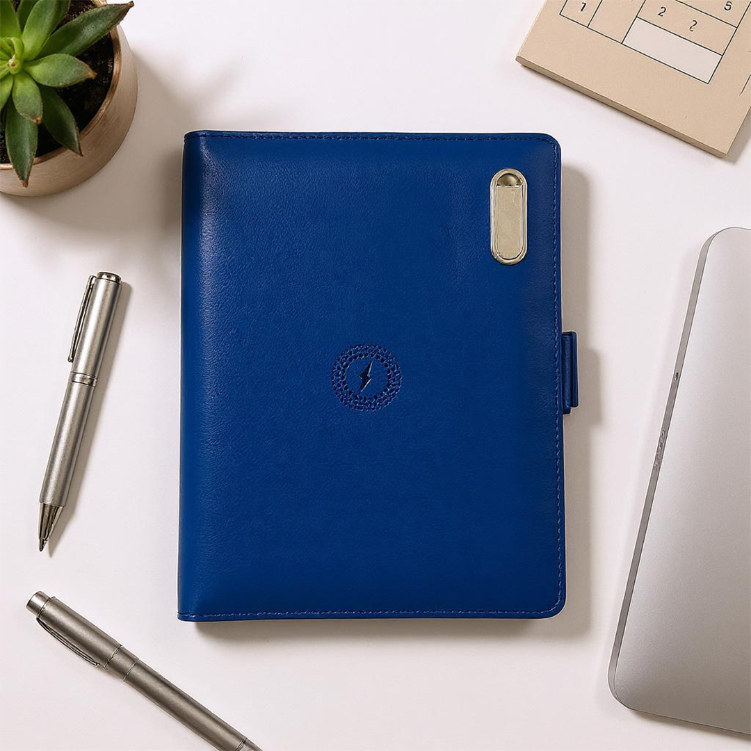 Next Gen - Smart Wireless Charging 8000 mAh Powerbank Notebook with 16 GB Pendrive - (Free Name Personalisation) - Blue