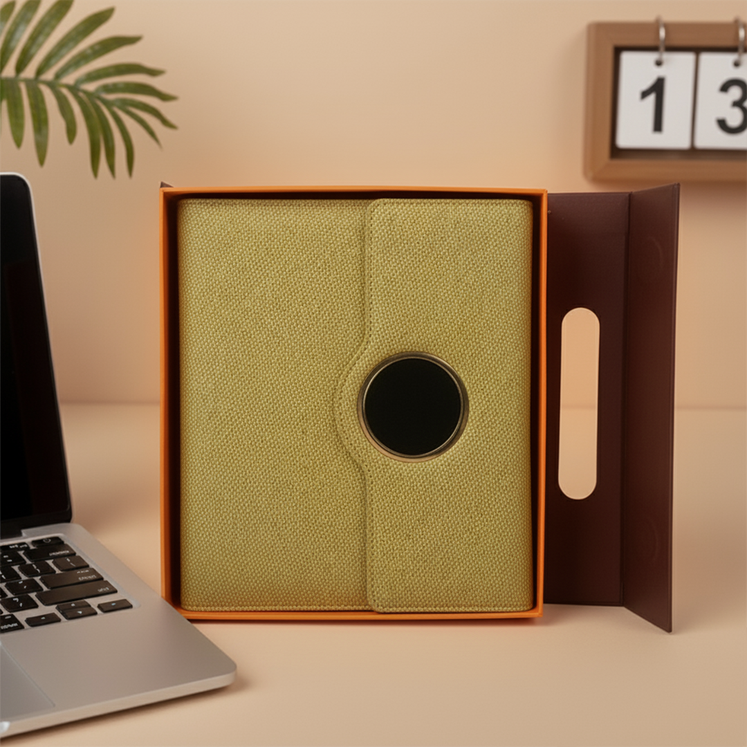 Sparq Smart Wireless Charging 8000 mAh Powerbank Notebook (Free Name Personalisation) - Beige