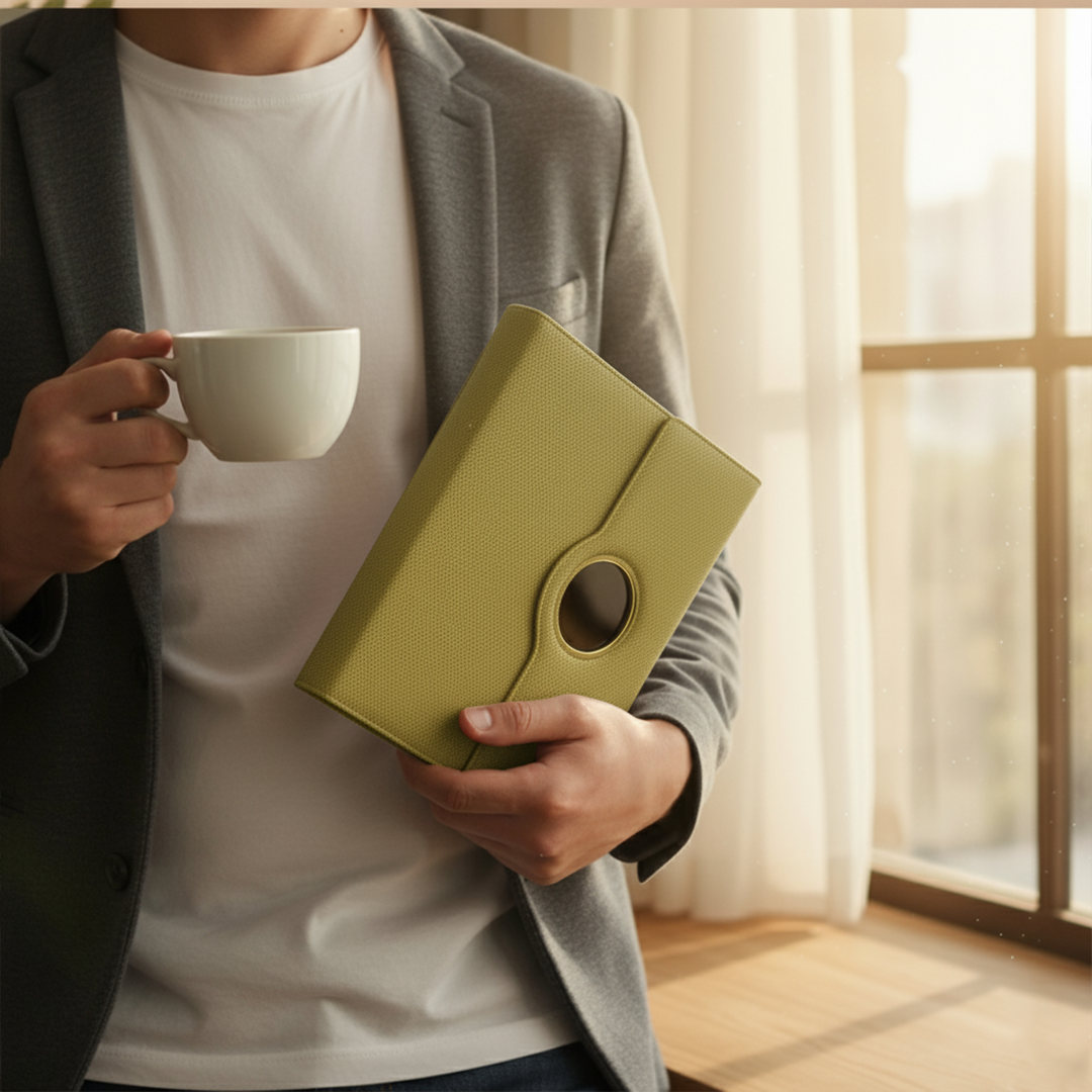 Sparq Smart Wireless Charging 8000 mAh Powerbank Notebook (Free Name Personalisation) - Beige