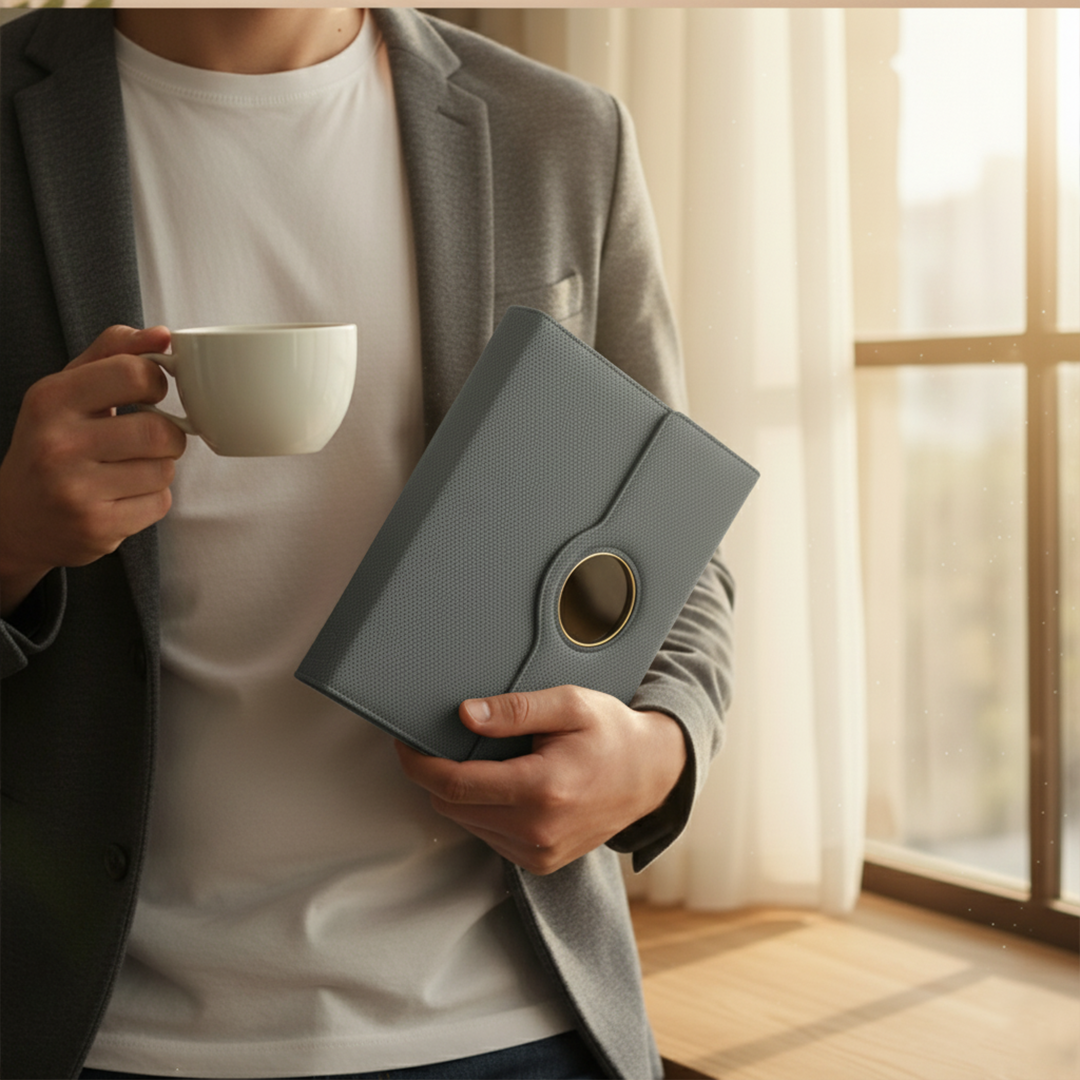 Sparq Smart Wireless Charging 8000 mAh Powerbank Notebook (Free Name Personalisation) - Grey