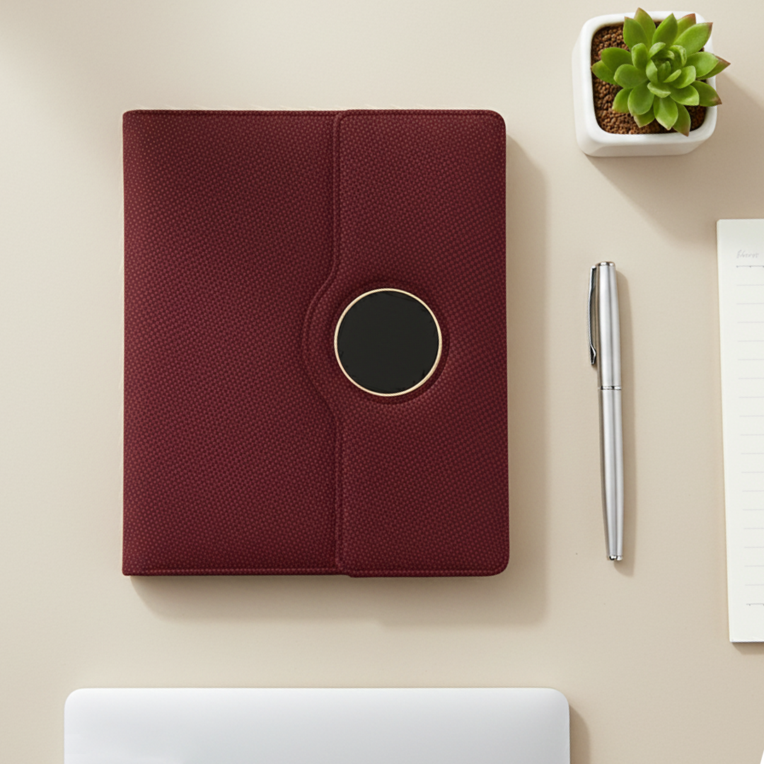 Sparq Smart Wireless Charging 8000 mAh Powerbank Notebook (Free Name Personalisation) - Burgundy