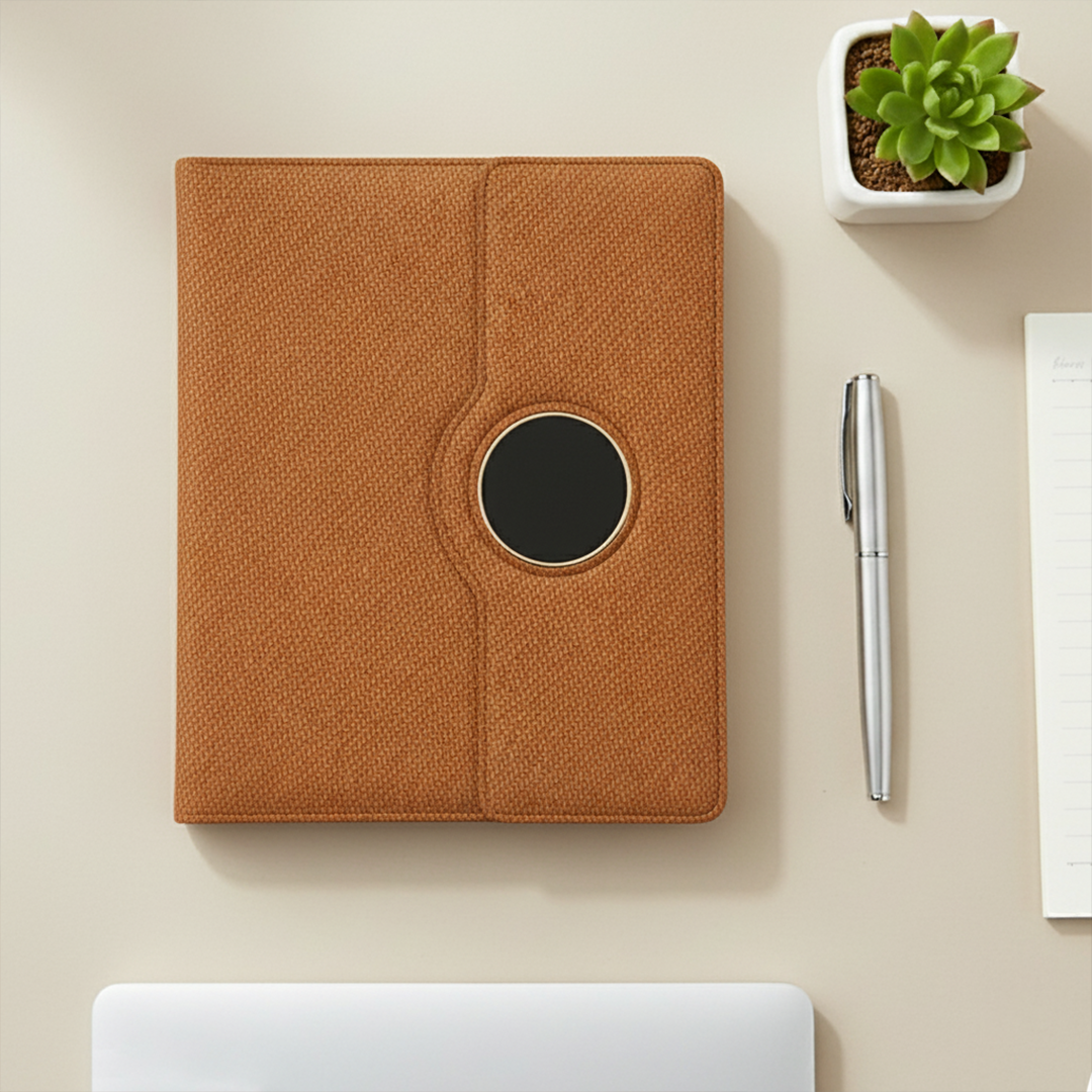 Sparq Smart Wireless Charging 8000 mAh Powerbank Notebook (Free Name Personalisation) - Tan