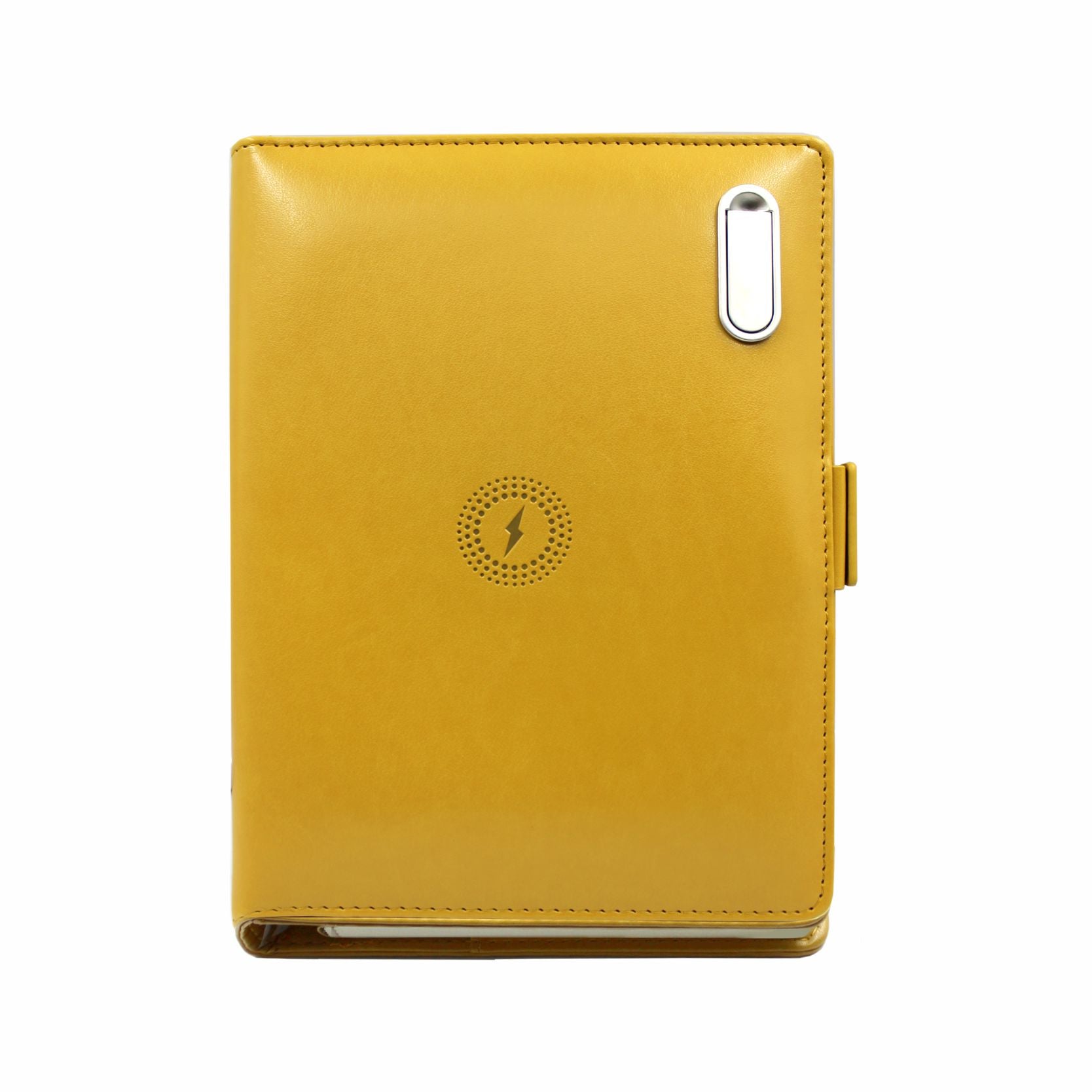 Next Gen - Smart Wireless Charging 8000 mAh Powerbank Notebook with 16 GB Pendrive - (Free Name Personalisation) - Mustard Yellow