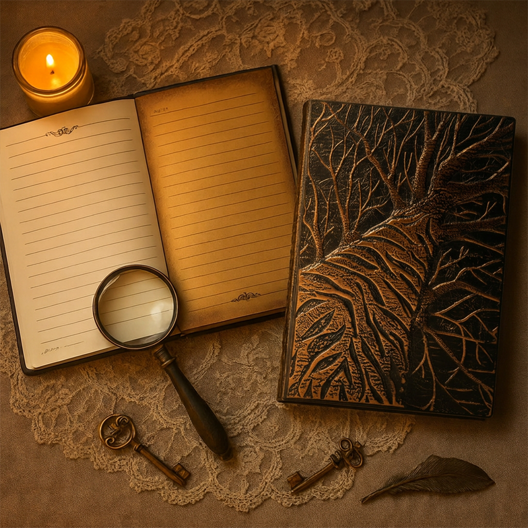 Tree Arbor – Crimson Root Edition 3D Embossed Vintage Leather Journal Notebook with Golden Diamond Ball Pen (Limited Edition)