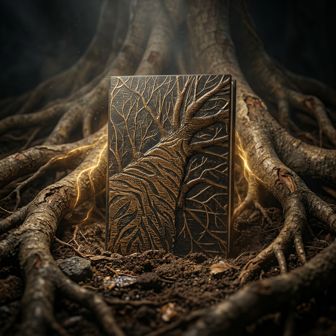 Tree Arbor – Crimson Root Edition 3D Embossed Vintage Leather Journal Notebook with Golden Diamond Ball Pen (Limited Edition)