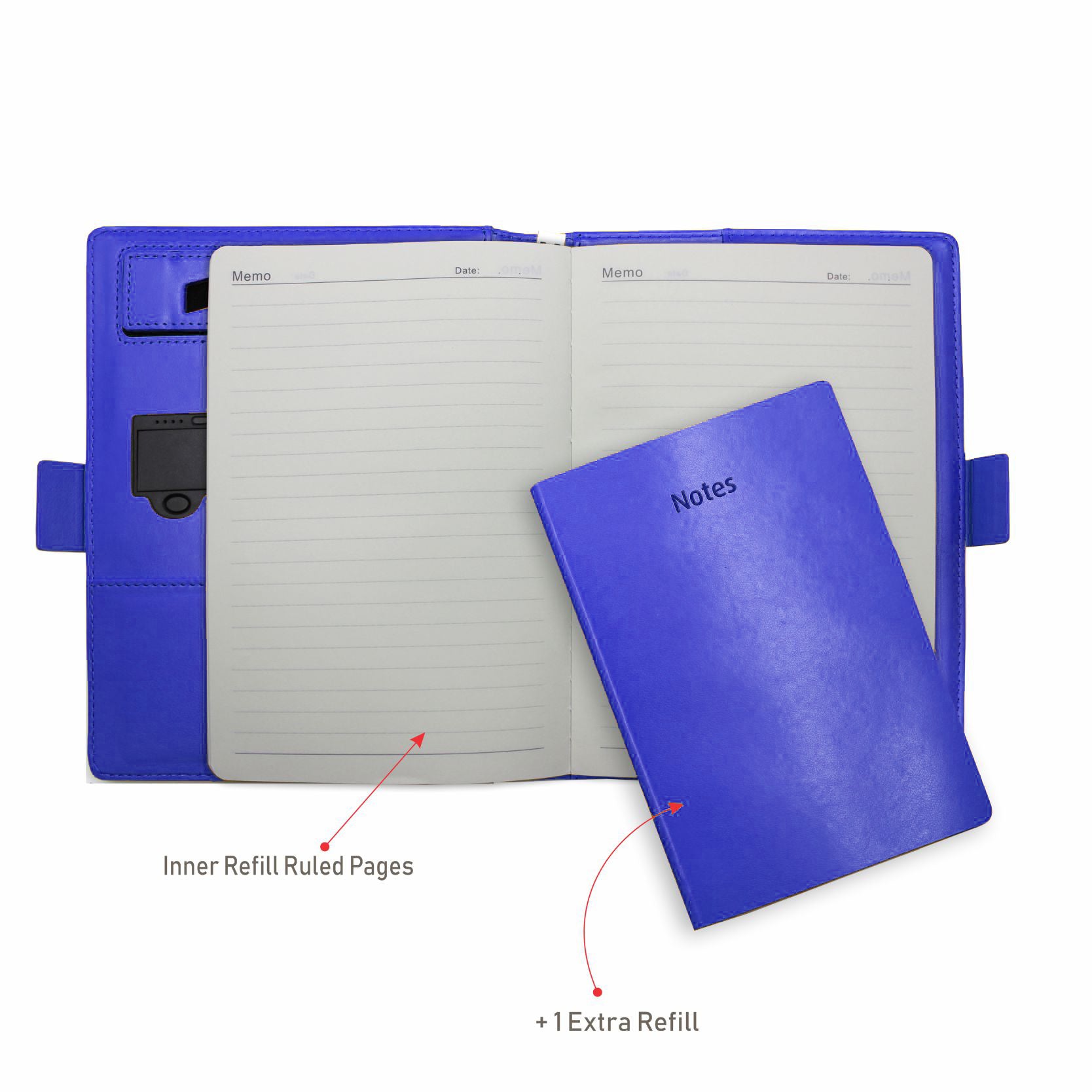 Next Gen - Smart Wireless Charging 8000 mAh Powerbank Notebook with 16 GB Pendrive - (Free Name Personalisation) - Blue