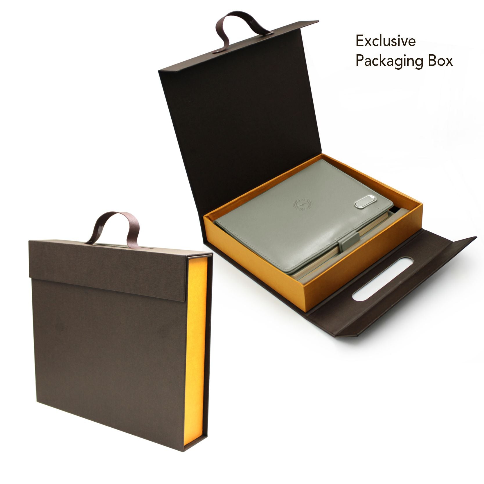 Next Gen - Smart Wireless Charging 8000 mAh Powerbank Notebook with 16 GB Pendrive - (Free Name Personalisation) - Grey