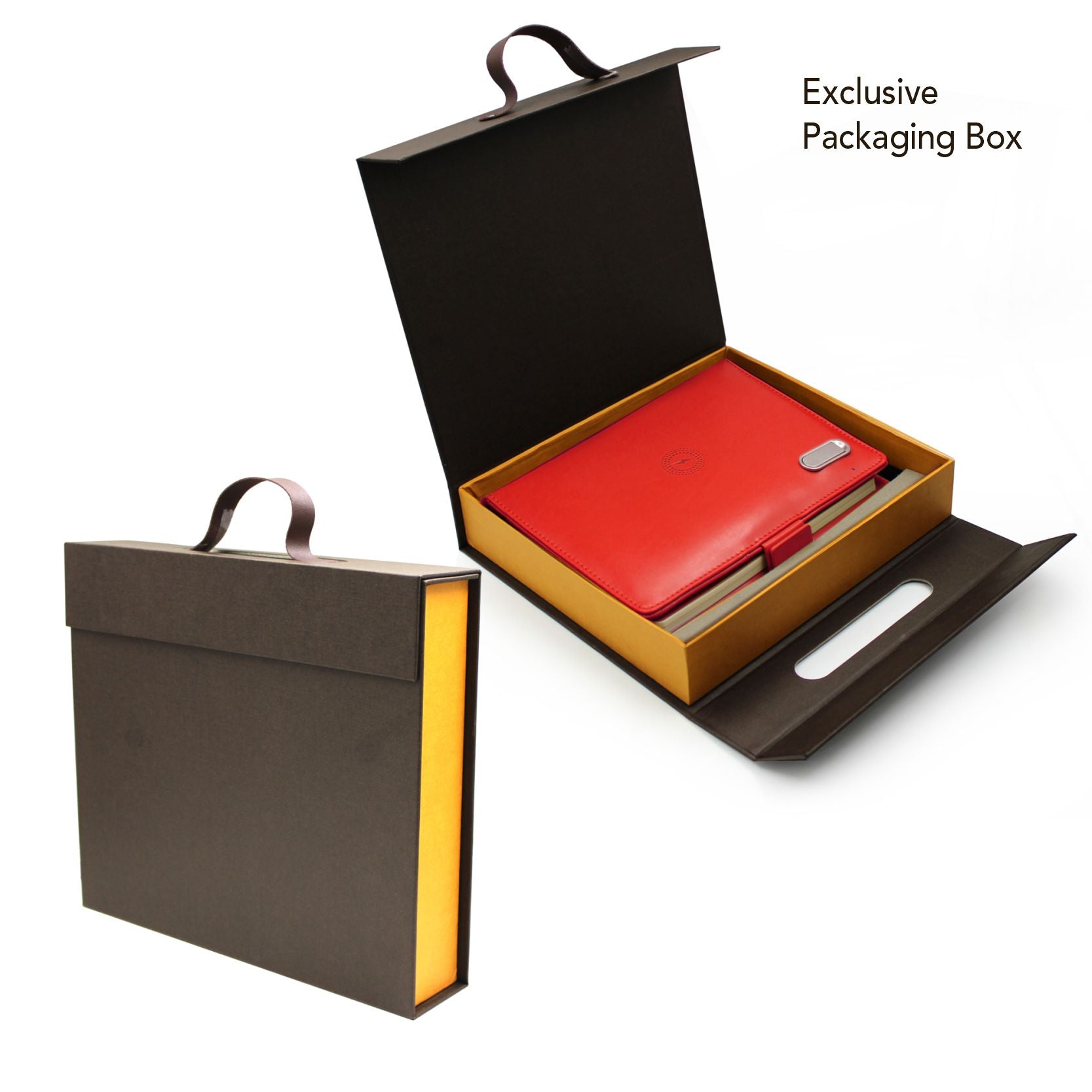 Next Gen - Smart Wireless Charging 8000 mAh Powerbank Notebook with 16 GB Pendrive - (Free Name Personalisation) - Red