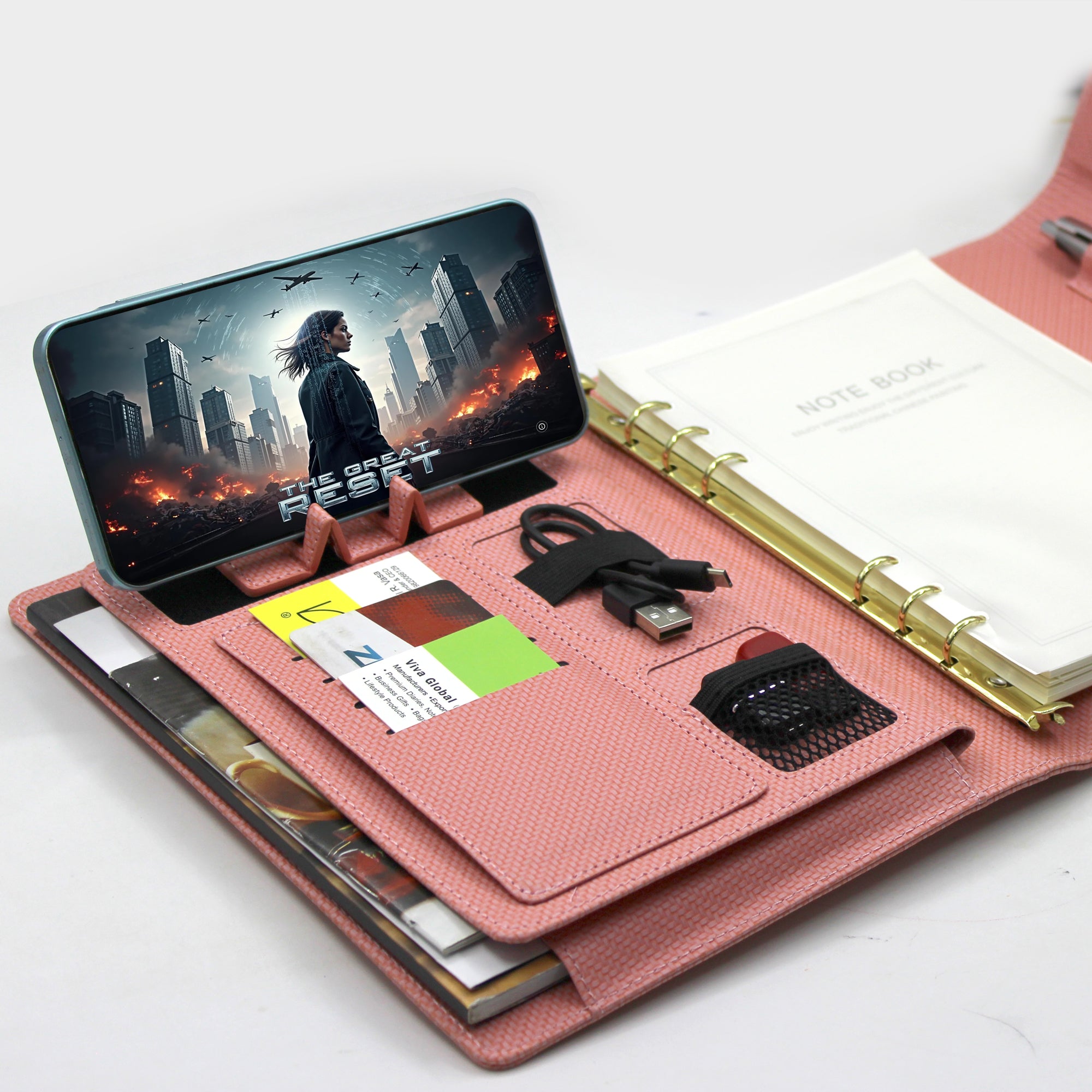 Sparq Smart Wireless Charging 8000 mAh Powerbank Notebook (Free Name Personalisation) - Pink