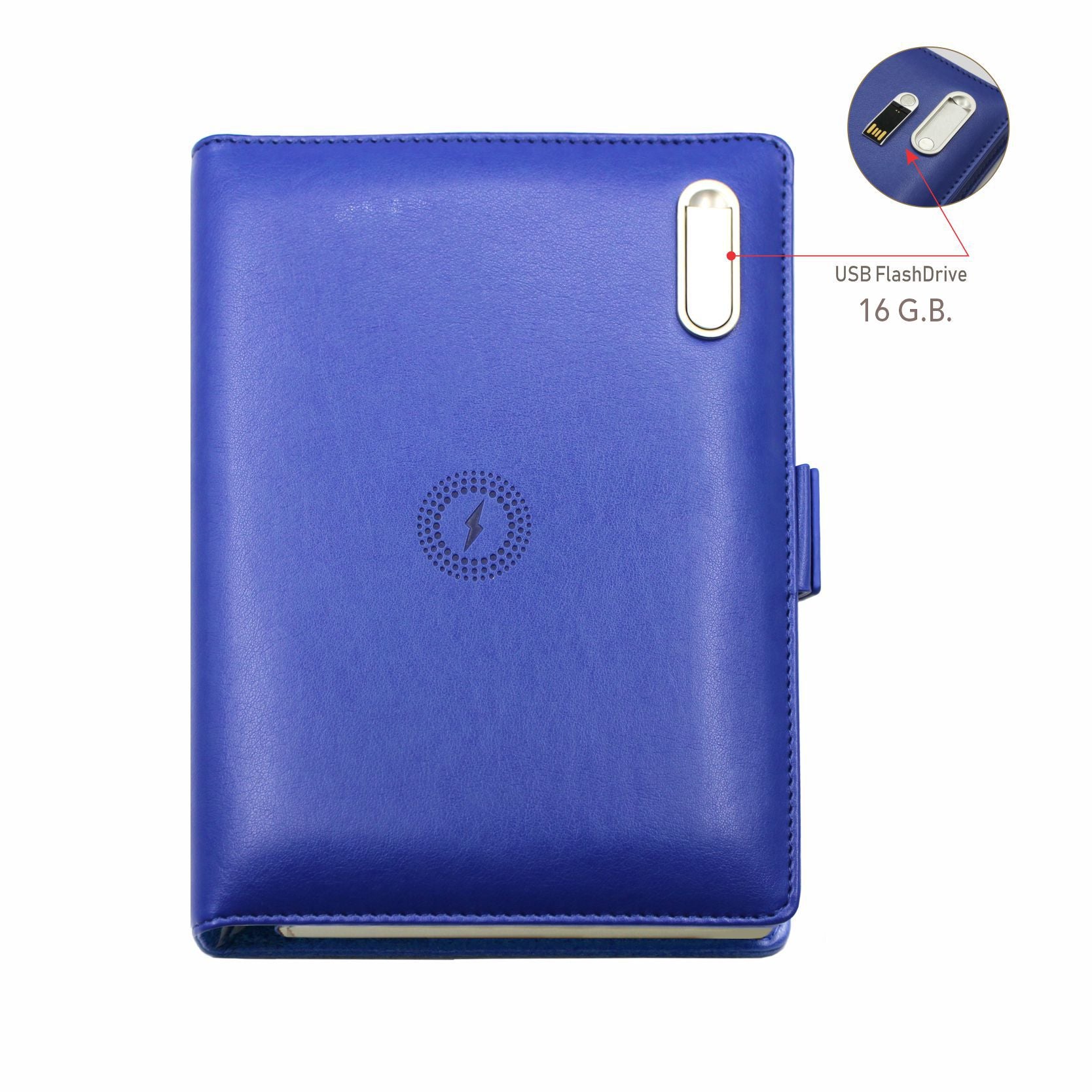 Next Gen - Smart Wireless Charging 8000 mAh Powerbank Notebook with 16 GB Pendrive - (Free Name Personalisation) - Blue