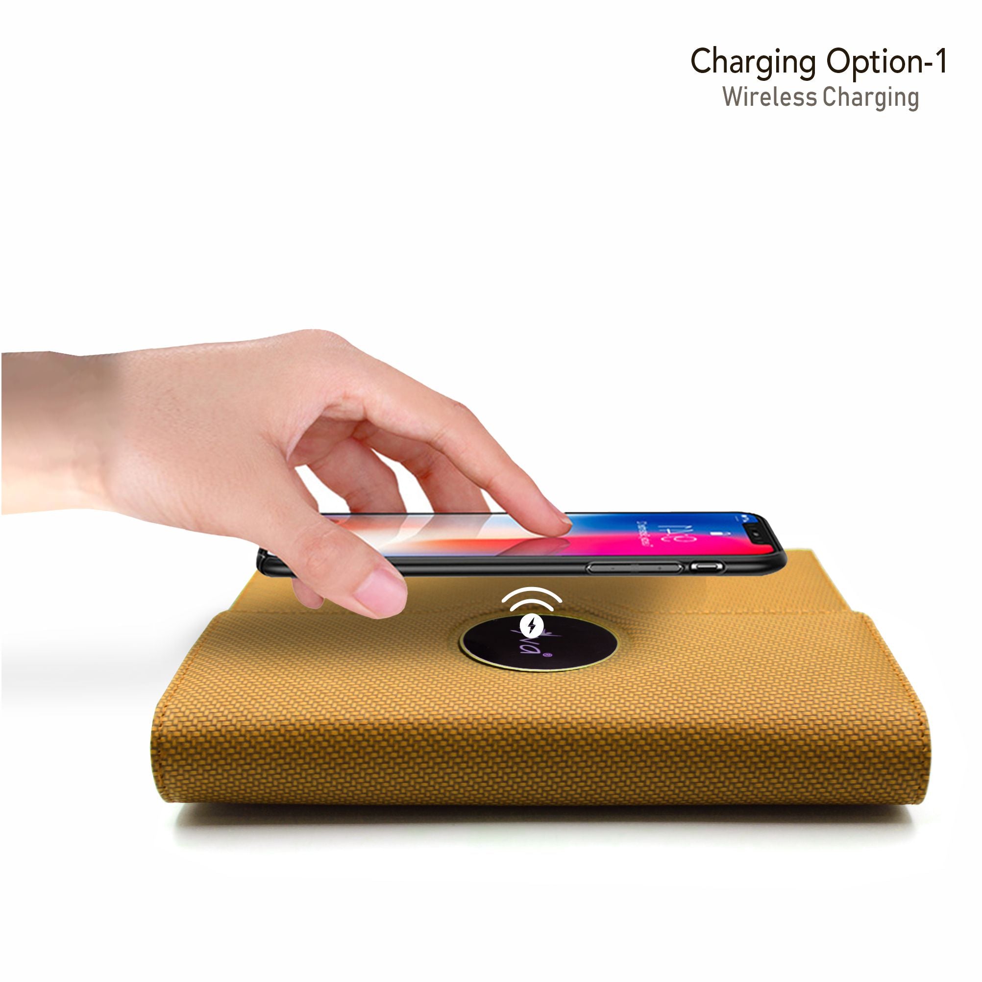 Sparq Smart Wireless Charging 8000 mAh Powerbank Notebook (Free Name Personalisation) - Tan