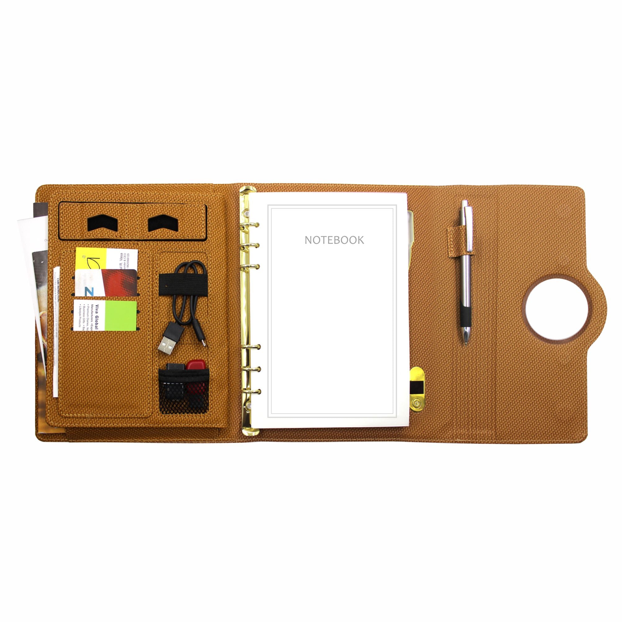 Sparq Smart Wireless Charging 8000 mAh Powerbank Notebook (Free Name Personalisation) - Tan