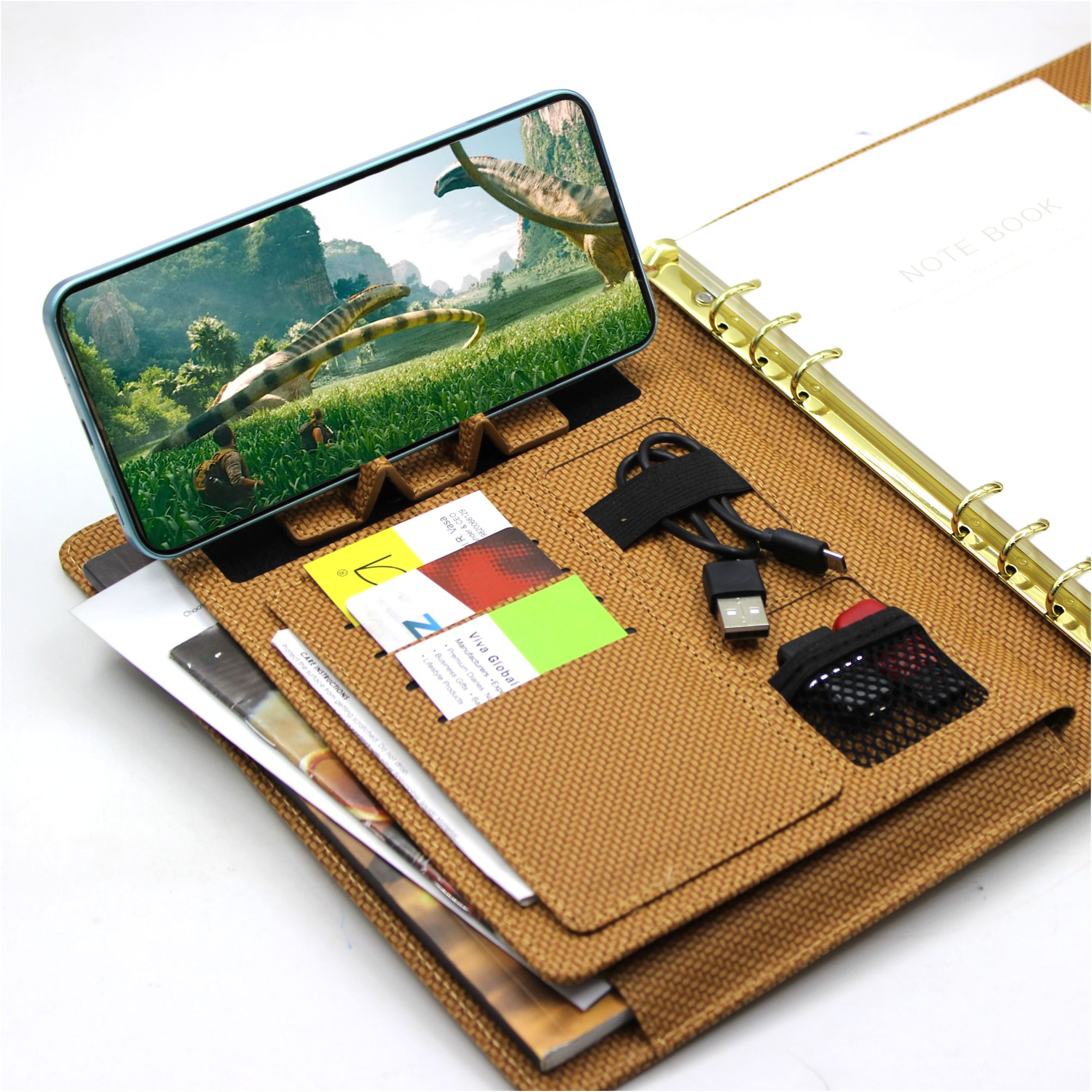 Sparq Smart Wireless Charging 8000 mAh Powerbank Notebook (Free Name Personalisation) - Tan