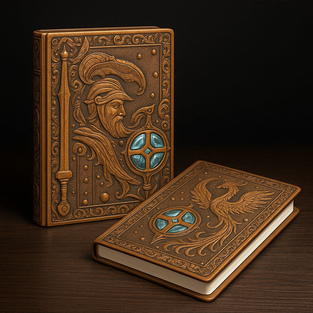 Pirates Red Copper Eternal Guardian – Knight’s Legacy 3D Embossed Vintage Leather Journal Notebook with with Rose Gold Diamond Ball Pen (Limited Edition)