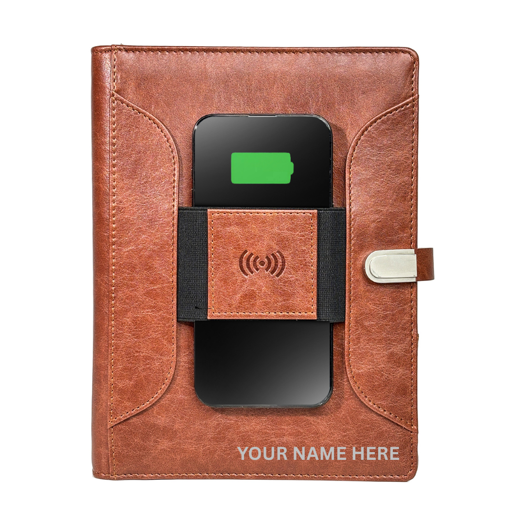Ionix - Smart Wireless Charging 8000 mAh Powerbank Notebook with 16 GB Pendrive - (Free Name Personalisation) - No COD