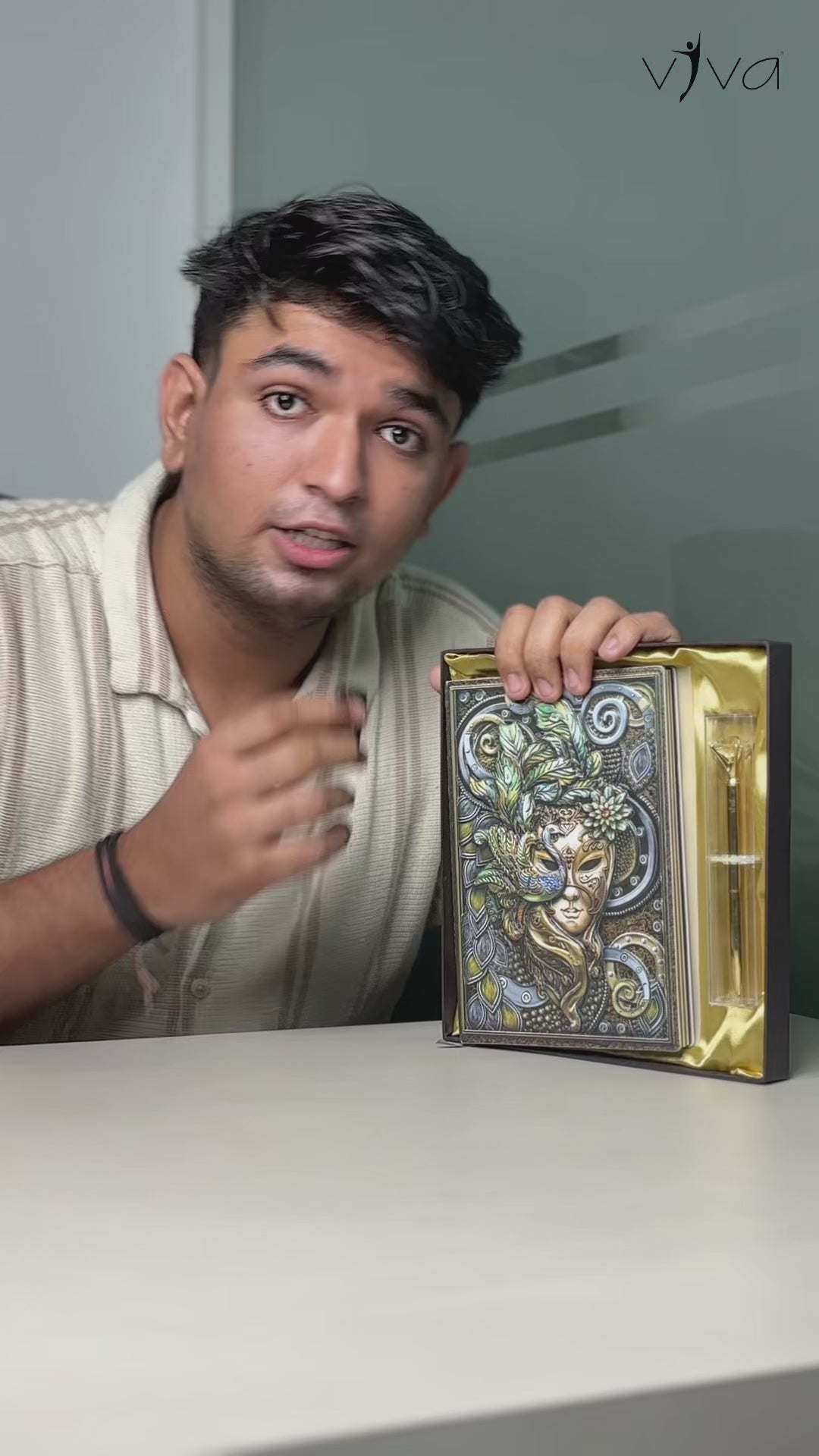 Eternal Radiance – Sun Tree 3D Embossed Vintage Leather Journal Notebook with Golden Diamond Ball Pen (Limited Edition)